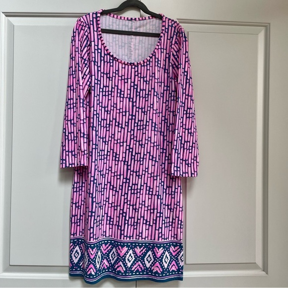 Lily Pulitzer Beacon Slathouse Stripped 3/4 Sleeve Pima Cotton Pullover Dress - Picture 1 of 14